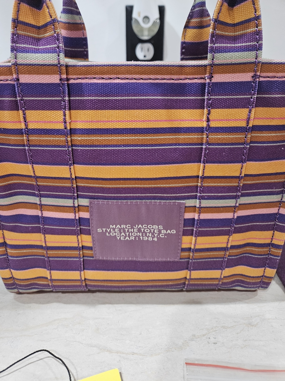 Marc Jacobs The Tote Bag - Purple & Orange Striped Canvas - Picture 5 of 11